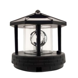 tifoss Solar Powered Rotating Lighthouse 360 Degree Rotating Lamp with High Brightness Eco-Friendly LED Lights Waterproof Statue for Garden, Yard, Outdoor Deco, Black