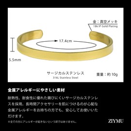Jeem zm-b-010 Open Bracelet, Bangle, Stainless Steel, Women's, Unisex, 3 Colors, Stainless Steel, No Stone