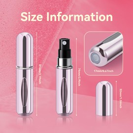 Refillable Perfume Portable Atomizer Bottle Refillable Perfume Spray, Travel Perfume (5ml, 6 Pack) (Silver, Purple, Blue, Gold, Pink, Black)