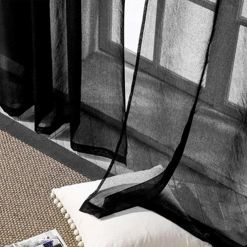 Topfinel Lace Curtain, Stylish, Solid Color, Set of 2, Width