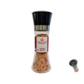 RoyalHouse 200 Gr Himalayan Natural Pink Rock Salt in Refillable Glass Grinder - 7 oz Healthy Unrefined Coarse Salt Packed with Minerals - Kosher Certified
