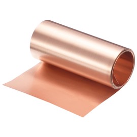 sourcing map Copper Sheet Roll 2000mm x 80mm x 0.1mm, 99.9% Pure Copper Strip Copper Flashing Metal Foil Plate for Electricity DIY Projects (Multiple Sizes)