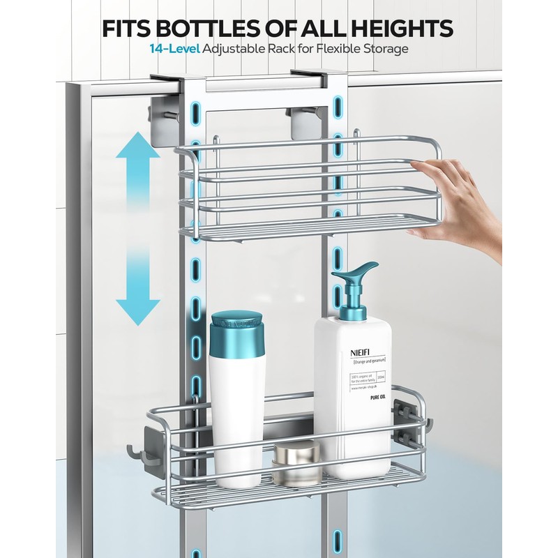 Nieifi Over The Door Shower Caddy Pantry Organizer Rack, Adjustable