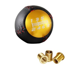 W-POWER JDM Mugen Racing Round Ball Shift Knob Gear Shifter Knobs 5 6 Speed Universal Shifter for Most Manual/Automatic Car with 3 Adapters (Golden - 6 Speed)