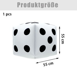 Gleemix Inflatable Dice Large, Inflatable Foam Cube Large for Pool Games, Lawn Games, Party Favour Outdoor Floor Games, 55 x 55 cm, White