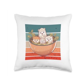 Alpaca bowl cute leafy greens smile animal nature Food Lover Throw Pillow