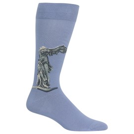 Hot Sox Men's Fun Famous Paintings Crew Socks-1 Pair Pack-Cool & Artistic Novelty Art Gifts, Winged Victory of Samothrace (Periwinkle), 6-12