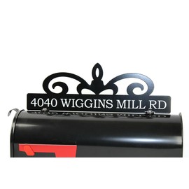 Customized Name or Address Metal Mailbox Topper (Gloss Black with White Text)