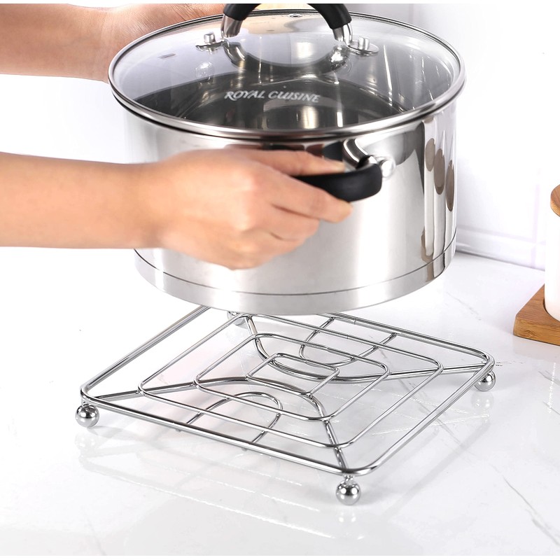 Royal Cuisine Chrome plated Trivet made with Iron Kitchen Worktop