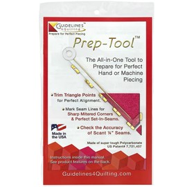 Guidelines4Quilting Prep-Tool with 8-Page Booklet - Mark Accurate Scant 1/4-Inch Seams for Mitered Corners, Quilt Blocks, Set-in Seams - Trim Points for Flying Geese, Square in A Square - Made in USA