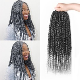 8 Packs Passion Twist Hair 18 Inch Pre-twisted Crochet Passion Twist Hair Ombre Grey Synthetic Pre Looped Passion Twist Crochet Braids Bohemian Crochet Hair