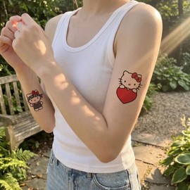 Kitty tattoo sticker, identical henna couple item, friendship item, 30 pieces, 60P, 4 colors, 1 set, 1 set, 60P, 30 pieces / 키티 타투 스티커 판박이 헤나 커플템 우정템 30장60P, 4컬러1세트, 1세트, 60P30장