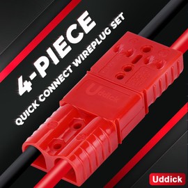 Uddick 4PCS 120A Battery Cable Quick Connect/Disconnect Connector Plug Kit for Car Forklift Motor Winch Trailer (Red 2AWG)