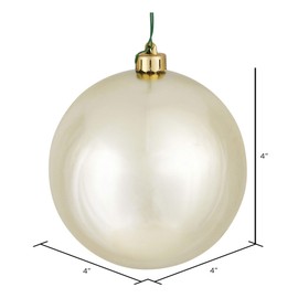 Vickerman 4" Champagne Shiny Ball Ornament - 6 per Bag - Shatterproof Plastic - Reliable and Durable Hanging - Shiny Finish Ornaments - Unique Ornaments