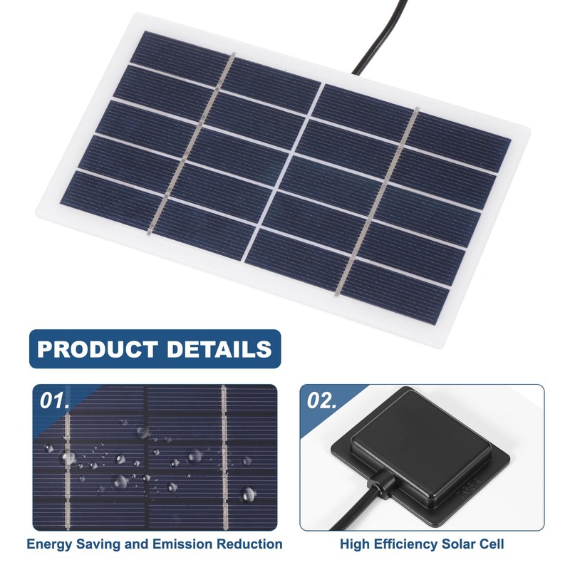 sourcing map 5V 2W 0.4A Mini Solar Panels, 3.2m Wire