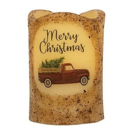Unbranded New Primitive Christmas RED TRUCK PILLAR CANDLE LED Battery Timer Light