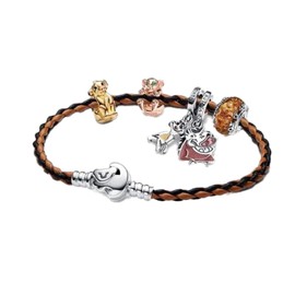 UIHEI The Lion King Timon & Pumbaa Splittable Dangle Charm for Women Bracelets Necklaces in 925 Sterling Silver,Mother's Day Birthday Gifts for Women