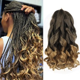 French Curly Braiding Hair 14 Inch 8Pack/lot Loose Wavy Spiral Curl Braids Crochet Hair Deep Wave Synthetic Extensions Pre Stretched Bouncy Braiding Hair(T27#)
