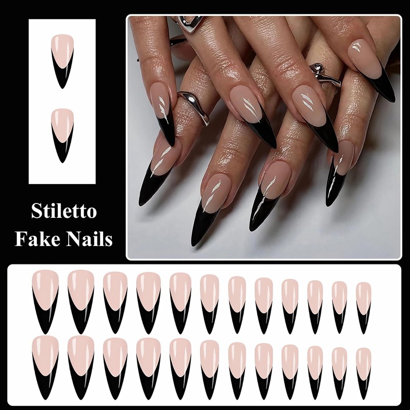 MISUD Press on Nails - Long Stiletto Glue on Nails