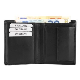 Excellanc 3000413 Men's Wallet Real Leather Portrait Format 11 x 8.5 x 2 cm, black, Classic