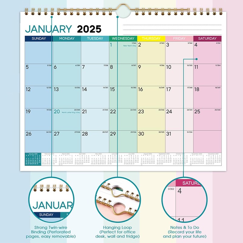 NOPKESV 1 Stück 18 Monats Kalender 2025 Familienplaner Wandkalender Paarkalender