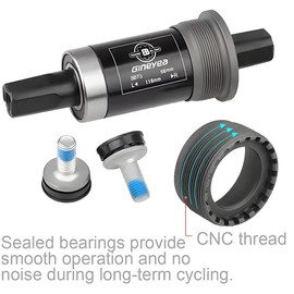 Bicycle Bottom Bracket Square Taper Bike Bottom Bracket for Mountain/MTB/Road/Fat Bike, Optional Square BSA 68mm x 110.5/113/118/120/122.5mm (68x118mm)