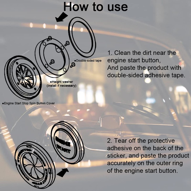 Car Push Start Button Cover Spin Engine Start Stop Button