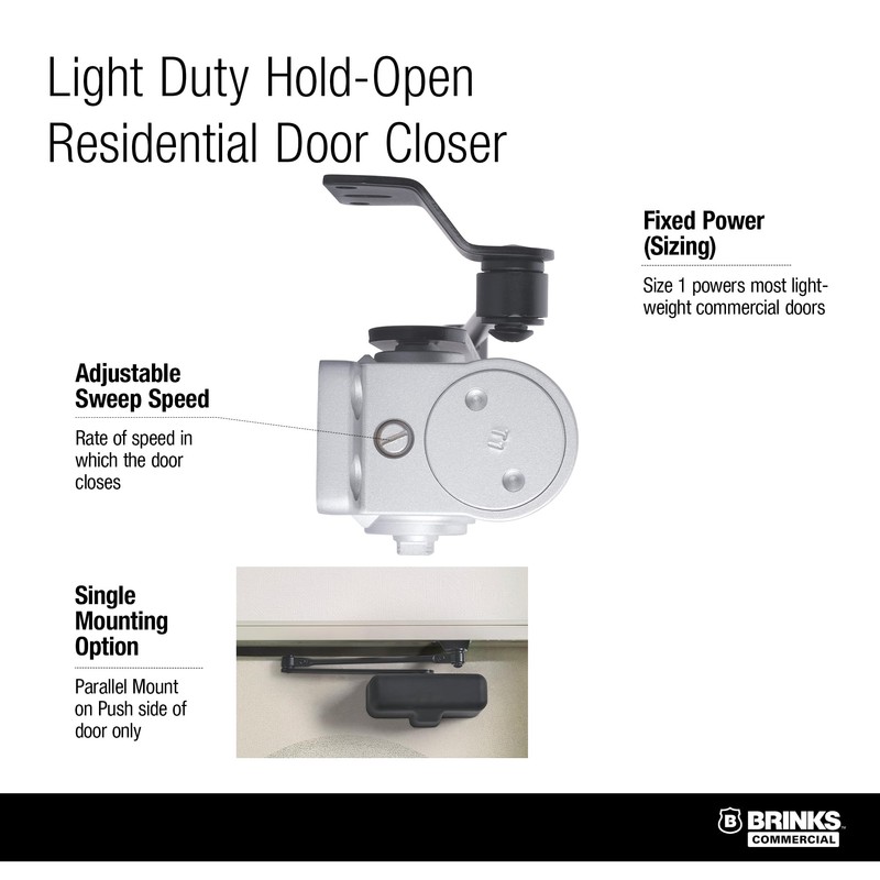 Light Duty Residential Hold Open Door Closer, ADA, Matte Black