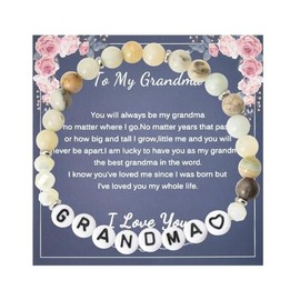 Grandma Grandmother Nana Bracelet Gifts from Granddaughter Grandson Natural Stones Bracelets for Women Grandma Grandmother Birthday Gifts for Grandma Gigi Mimi Christmas Gift To My Grandma Bracelet