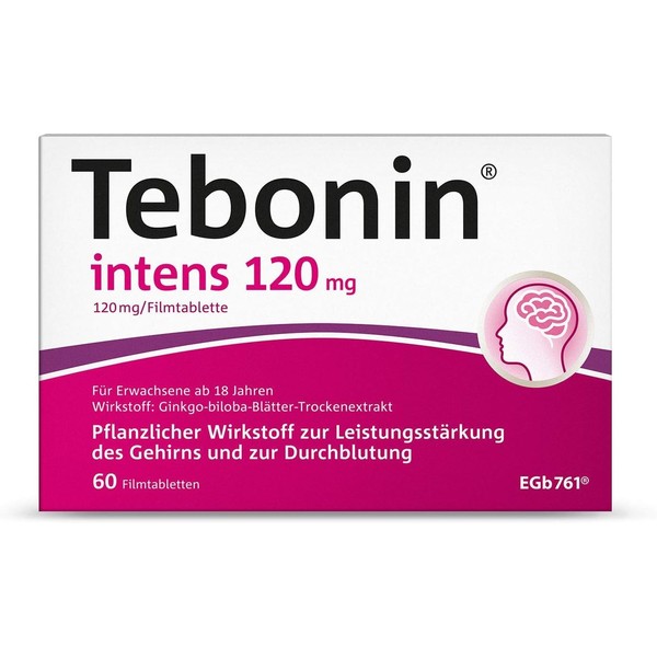 Tebonin Intens 120 mg | 60 Tablets for Acute & Chronic Tinnitus* | Herbal Medicine with Ginkgo Biloba Extract | Supports Ear Noise & Dizziness | with Ginkgo Special Extract