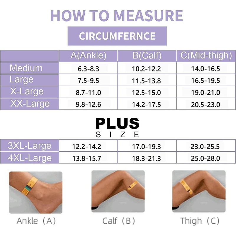 Ktinnead Medias de compresión de alto muslo sin pies 20-30mmHg