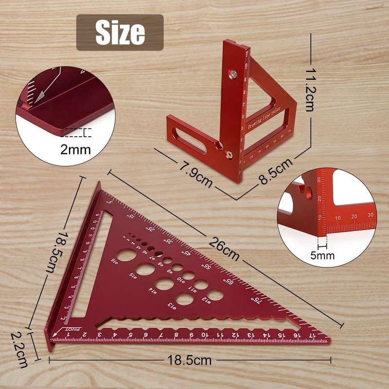 Cartlant Speed Square with 3D Multi Angle Measuring Ruler, 7