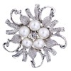 Simulated Pearl Flower Rhinestone Wedding Brooch Crystal Corsage Collar Pin