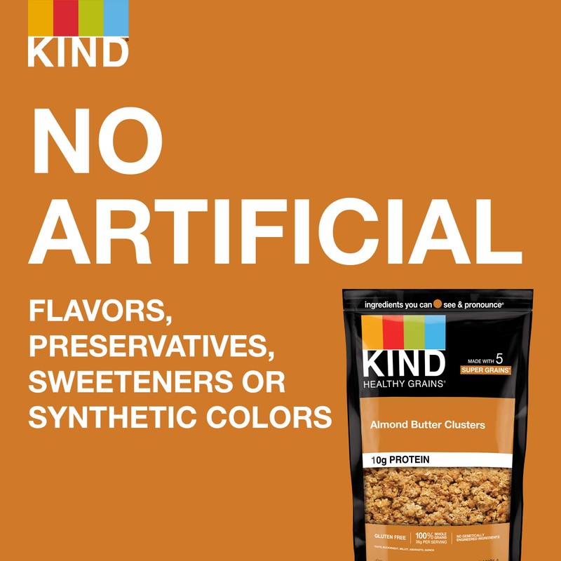 KIND Healthy Grains Clusters, Almond Butter Granola, 10g Protein, Gluten