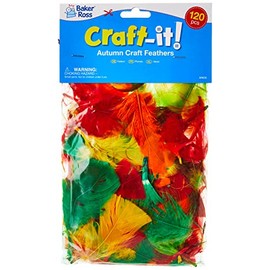 BAKER ROSS AR635 Autumn Craft Feathers (Pack of 120), Assorted