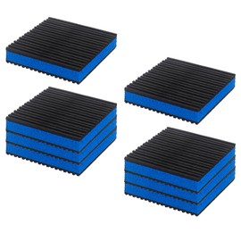 QDOCURO 4Pcs Anti Vibration Pads 4'' X 4'' X 7/8" Sound Isolation Ribbed Rubber Mats with EVA Center, Heavy Duty Blue EVA Pad for Air Conditioner,Compressors,HVAC,Treadmills etc