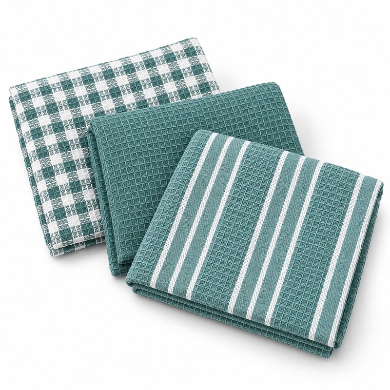 100% Cotton Waffle Dish Cloths for Kitchen Cleaning – Soft,