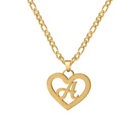 Dascus Heart Initial Letter Necklace For Women Heart Alphabet Letter Chain Necklace Pendant Jewelry For Her Christmas Gifts (Gold Letter A)
