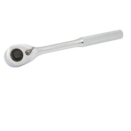URREA 1/2" Socket Wrench - 10-1/8" Long Reversible Drive Ratchet with Quick Socket Release & Nickel-Chrome Finish - 5449