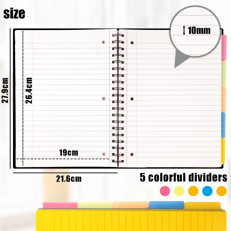 Koogel Hardcover Spiral Notebook with Tabs, A4 Journals with Deviders