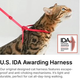 BuddyArmor Cat Harness and Leash 2-in-1, Escape Proof Anti-Chocking Harness Adjustable Lighweight Leash for Walking Outoor Training for Kitten Small Large Cats Puppy, US IDA Bronze Award (Sierra Blue)