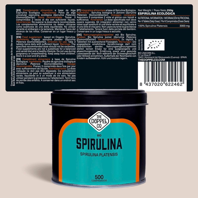 Organic Spirulina Tablets | 500 Tablets | Maximum Dose 3000mg