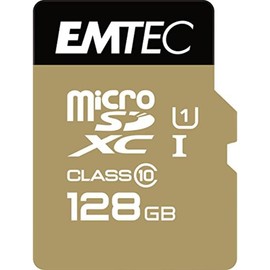 Emtec ECMSDM256GXC10GP - Tarjeta microSD Clase 10 Elite Gold Serie UHS-I U1 con Adaptador de Rendimiento, Velocidad de Lectura de hasta 90 MBs, Color