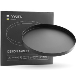 FOSIEN® Design Tray Black Metal with Non-Slip Coating on the Underside / Decorative Plate as Round Tray with Timeless Design, as a Decorative Bowl for Decorative House (Classic Black)