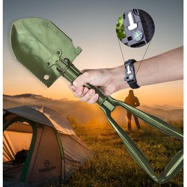 MiCadeau Folding Shovel, Gift for Dad Christmas, Garden Spade, Shovel Made of Durable Carbon Steel, Gift for Men, Dad Gift, Ideal for Adventure, Camping, Outdoor, Camping (Oliv-46)
