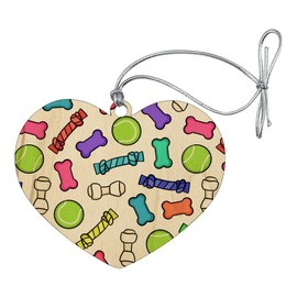 GRAPHICS & MORE Doggie Chew Toys Bone Rope Tennis Ball Pattern Heart Love Wood Christmas Tree Holiday Ornament