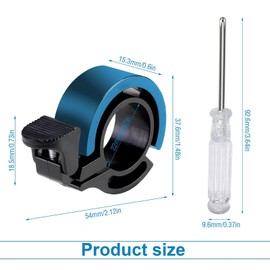LNSYSNS Mountain Bike Bell, 4 Pieces Road Bike Bell Handlebar Plugs, Aluminium Alloy Mini Bicycle Bell, Black/Blue Road Bike Bell with Screwdriver for Mountain Bikes, Scooters, Road Bikes