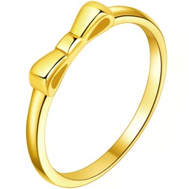 Jude Jewelers Stainless Steel Bowtie Bow Tie Knot Promise Statement Wedding Band Anniversary Promise Ring (Gold, 8)