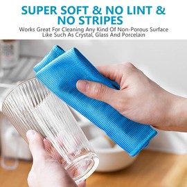 12 Pcs Microfiber Glass and Window Cleaning Cloths,12" x 12" Lint Free Streakless Buff Polishing Cloth,Quickly Clean Windows, Windshields, Mirrors, and Shower Glass Doors,Washable and Reusable