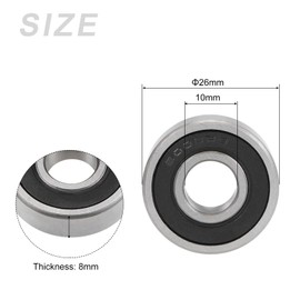 METALLIXITY Deep Groove Ball Bearings (6000-2RS, 10mm x 26mm x 8mm) 2Pcs, Carbon Steel Double Sealed Industrial Bearings - for Industrial Micro Motor